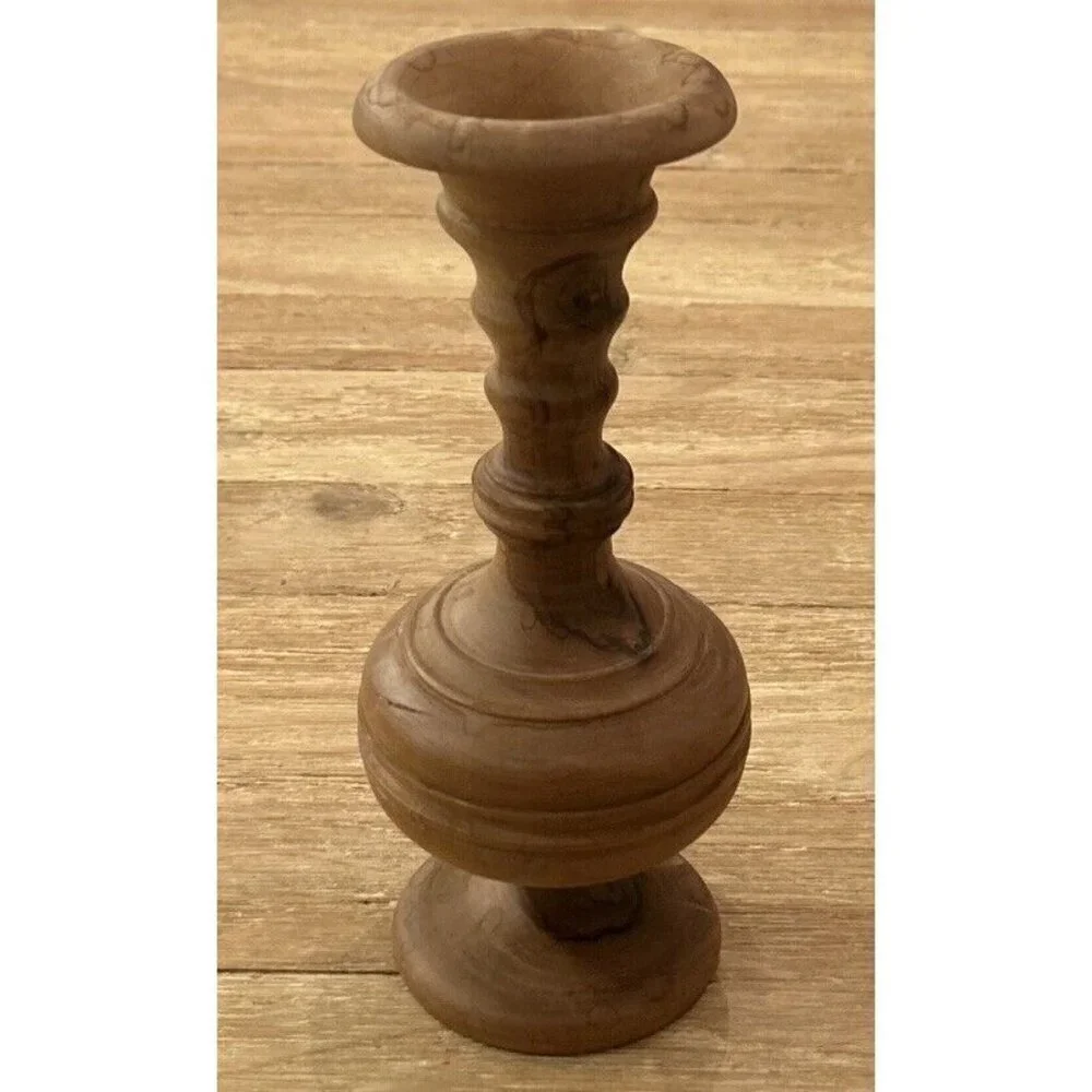 Hand Turned Burl Wood Bud Vase Rustic Home Bohemian Natural Artisan  8 3/4